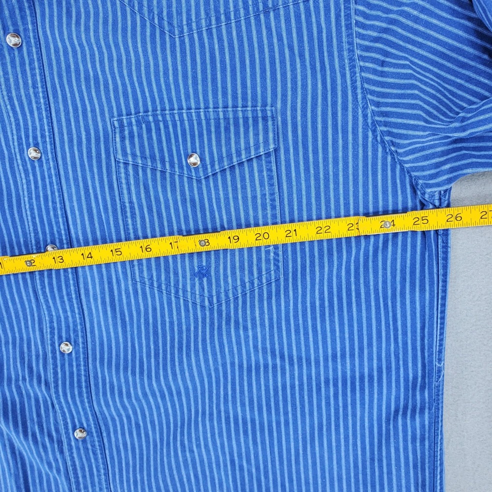 Roper Western Shirt Men 1XT Blue Striped Pearl Snap Long Sleeve Tall Cotton - Picture 5 of 6